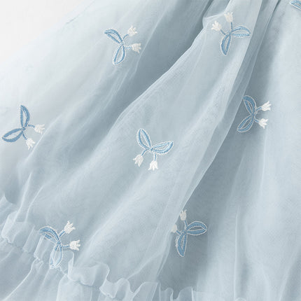 Toddler Girls Elegant Blue Turtle A-line Party Mesh Dress