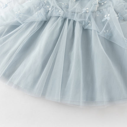 Toddler Girls Elegant Blue Turtle A-line Party Mesh Dress