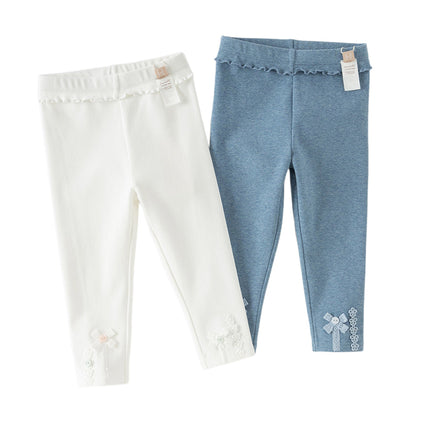 Toddler Girls Fashion Denim Blue/Beige Stretchable Leggings