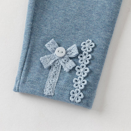 Toddler Girls Fashion Denim Blue/Beige Stretchable Leggings
