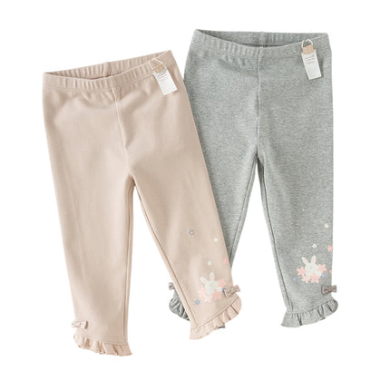 Toddler Girls Pink/Light Grey Comfortable Versatile Leggings