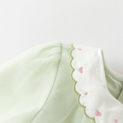 Toddler Girls Cute Grass Green Long Sleeve Mesh Princess Dress