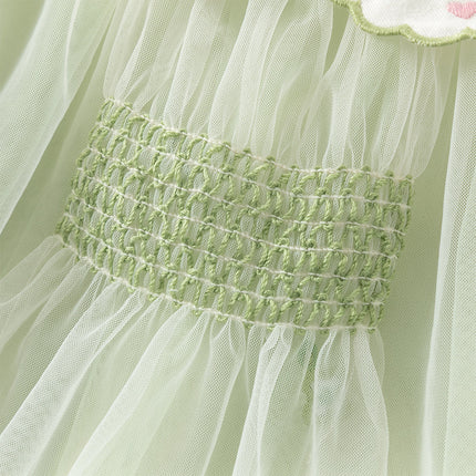 Toddler Girls Cute Grass Green Long Sleeve Mesh Princess Dress