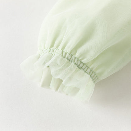 Toddler Girls Cute Grass Green Long Sleeve Mesh Princess Dress