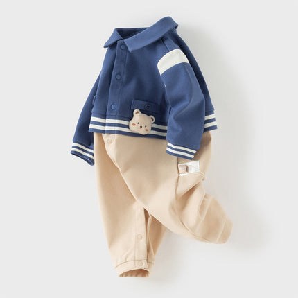Baby Boys Blue Long Sleeve Casual Rompers