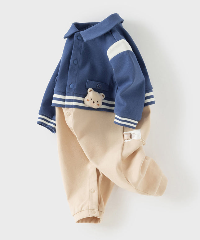 Baby Boys Blue Long Sleeve Casual Rompers