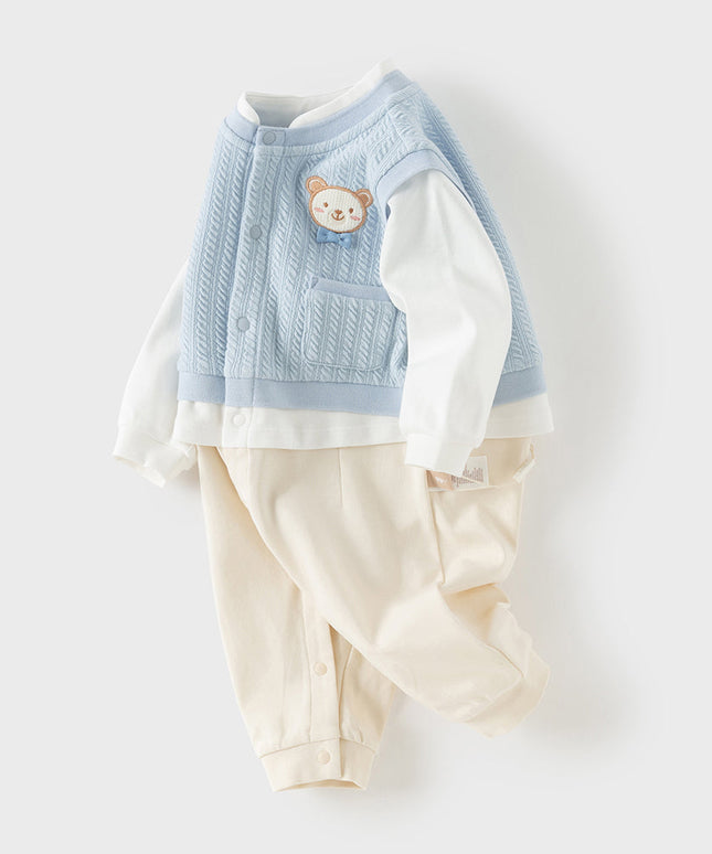 Baby Boys Blue Turtle Long Sleeve Comfortable Soft Rompers