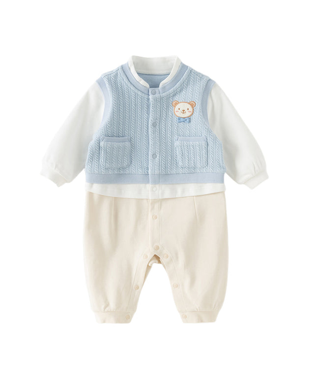 Baby Boys Blue Turtle Long Sleeve Comfortable Soft Rompers