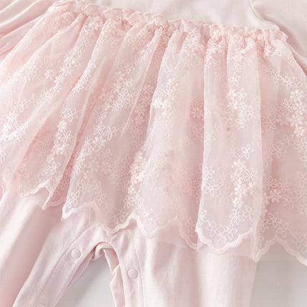 Baby Girls Sweet Pink Long Sleeve Soft Indoor Mesh Rompers