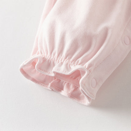 Baby Girls Sweet Pink Long Sleeve Soft Indoor Mesh Rompers