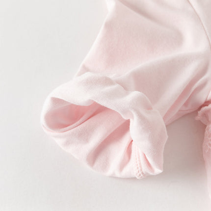 Baby Girls Sweet Pink Long Sleeve Soft Indoor Mesh Rompers