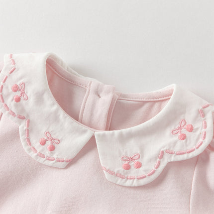 Baby Girls Sweet Pink Long Sleeve Soft Indoor Mesh Rompers