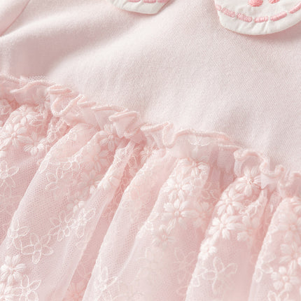 Baby Girls Sweet Pink Long Sleeve Soft Indoor Mesh Rompers
