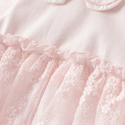 Baby Girls Sweet Pink Long Sleeve Soft Indoor Mesh Rompers