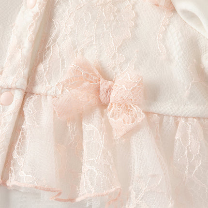 Baby Girls Cute Light Pink Doll Collar Long Sleeve Soft Rompers