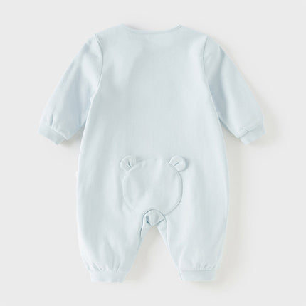 Baby Boys Cute Bear Light Blue Soft Cotton Rompers