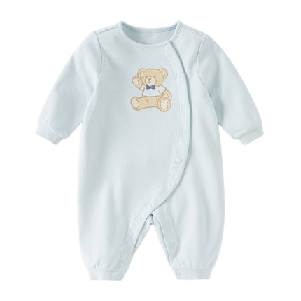 Baby Boys Cute Bear Light Blue Soft Cotton Rompers