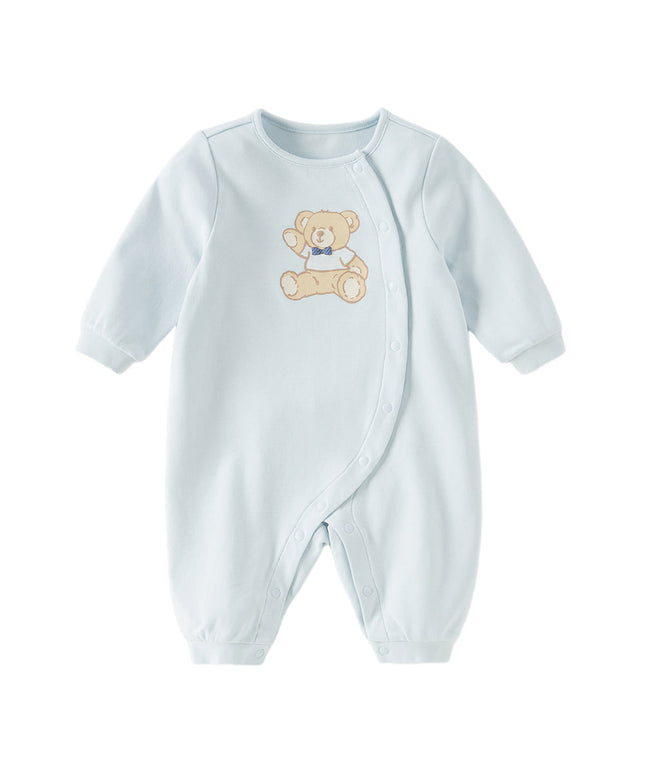 Baby Boys Cute Bear Light Blue Soft Cotton Rompers