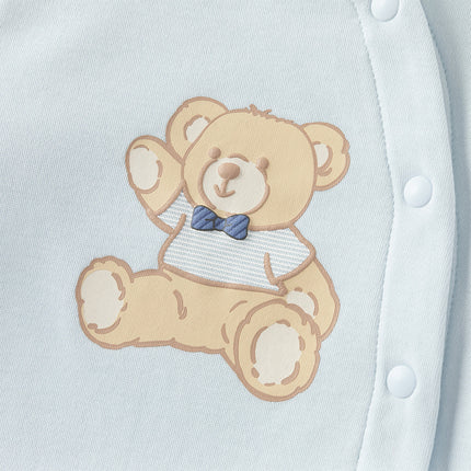 Baby Boys Cute Bear Light Blue Soft Cotton Rompers