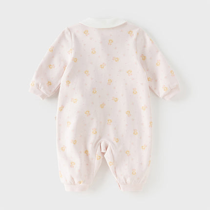 Baby Girls/Boys Cute Playful Bear Print Blue/Pink Soft Cotton Rompers