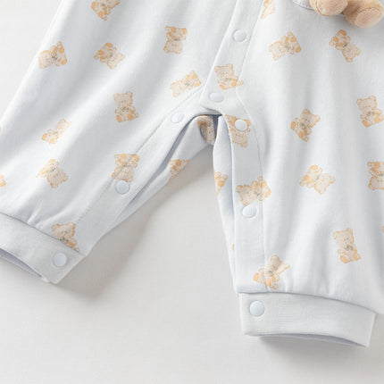Baby Girls/Boys Cute Playful Bear Print Blue/Pink Soft Cotton Rompers