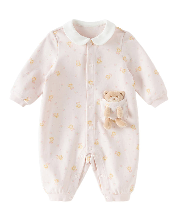Baby Girls/Boys Cute Playful Bear Print Blue/Pink Soft Cotton Rompers