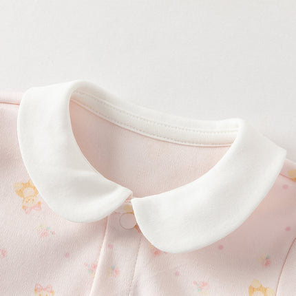 Baby Girls/Boys Cute Playful Bear Print Blue/Pink Soft Cotton Rompers