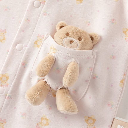 Baby Girls/Boys Cute Playful Bear Print Blue/Pink Soft Cotton Rompers