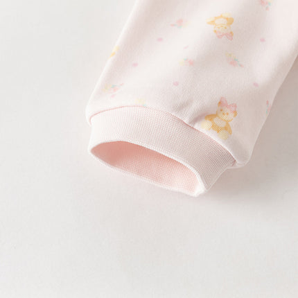 Baby Girls/Boys Cute Playful Bear Print Blue/Pink Soft Cotton Rompers