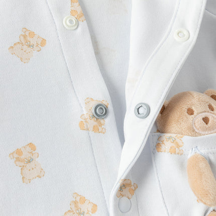 Baby Girls/Boys Cute Playful Bear Print Blue/Pink Soft Cotton Rompers