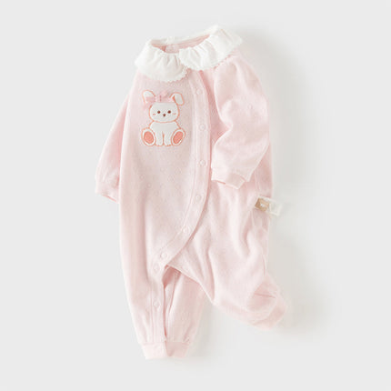 Baby Girls Sweet Pink Breathable Cotton Soft Indoor Rompers