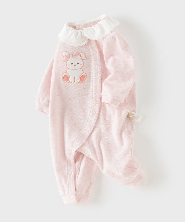 Baby Girls Sweet Pink Breathable Cotton Soft Indoor Rompers