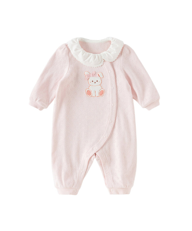 Baby Girls Sweet Pink Breathable Cotton Soft Indoor Rompers