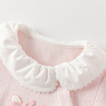 Baby Girls Sweet Pink Breathable Cotton Soft Indoor Rompers
