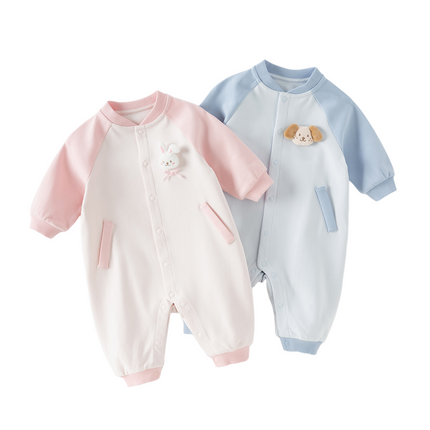 Baby Boys/Girls Blue/Pink Turtle Long Sleeve Breathable Rompers