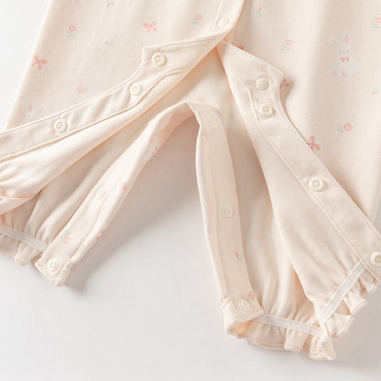 Baby Girls Sweet Pink Print Long Sleeve Indoor Comfortable Rompers
