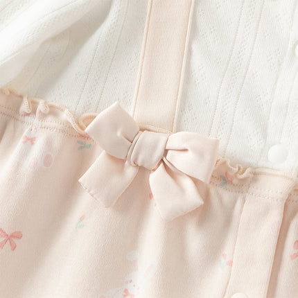 Baby Girls Sweet Pink Print Long Sleeve Indoor Comfortable Rompers