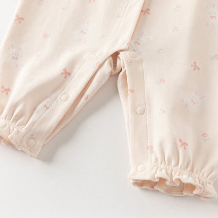 Baby Girls Sweet Pink Print Long Sleeve Indoor Comfortable Rompers