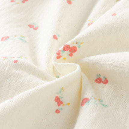 Baby Girls Beige Bow Print Doll Collar Breathable Cotton Soft Rompers