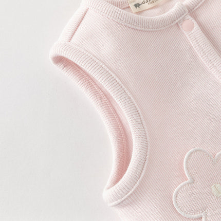 Baby Girls Pink Floral Long Sleeve Two-piece Indoor Soft Cotton Rompers