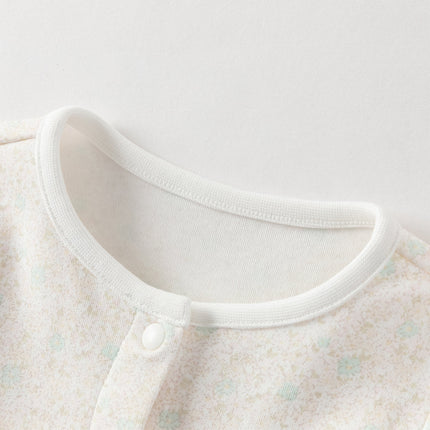 Baby Girls Pink Floral Long Sleeve Two-piece Indoor Soft Cotton Rompers