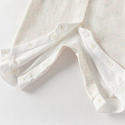 Baby Girls Pink Floral Long Sleeve Two-piece Indoor Soft Cotton Rompers