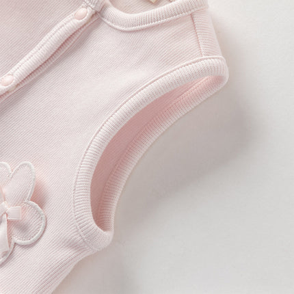 Baby Girls Pink Floral Long Sleeve Two-piece Indoor Soft Cotton Rompers