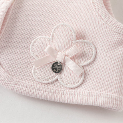 Baby Girls Pink Floral Long Sleeve Two-piece Indoor Soft Cotton Rompers