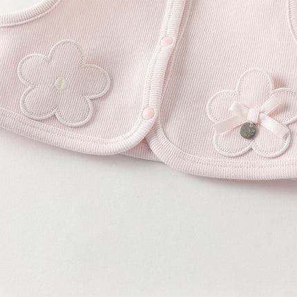 Baby Girls Pink Floral Long Sleeve Two-piece Indoor Soft Cotton Rompers