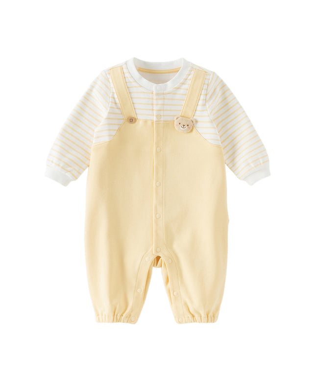 Baby Girls/Boys Yellow/Light Pink Comfortable Cotton Cartoon Rompers