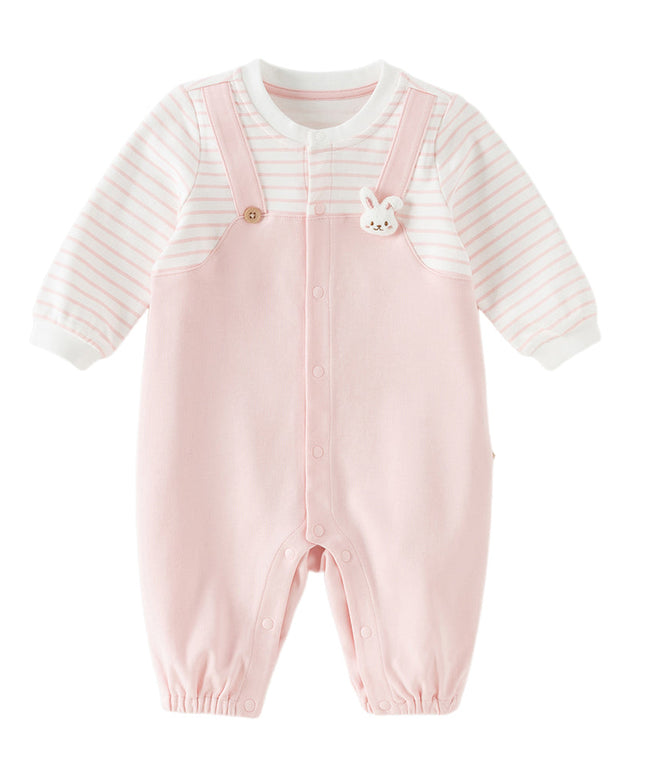 Baby Girls/Boys Yellow/Light Pink Comfortable Cotton Cartoon Rompers