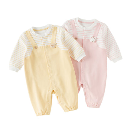 Baby Girls/Boys Yellow/Light Pink Comfortable Cotton Cartoon Rompers