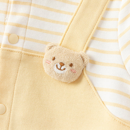 Baby Girls/Boys Yellow/Light Pink Comfortable Cotton Cartoon Rompers