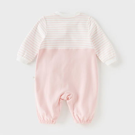 Baby Girls/Boys Yellow/Light Pink Comfortable Cotton Cartoon Rompers